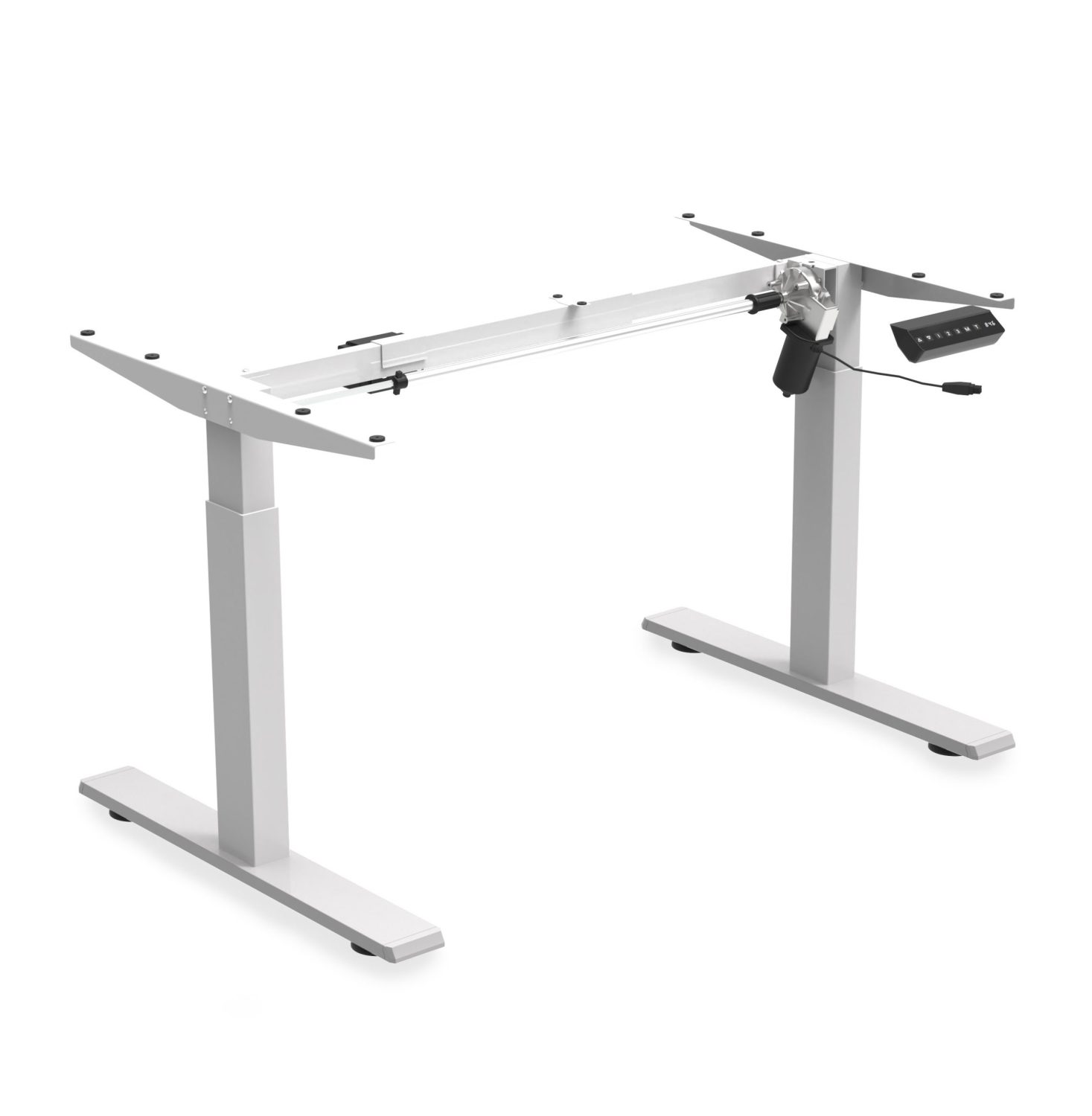 Single Motor Height Adjustable Desk Frame With Electric Panel (White