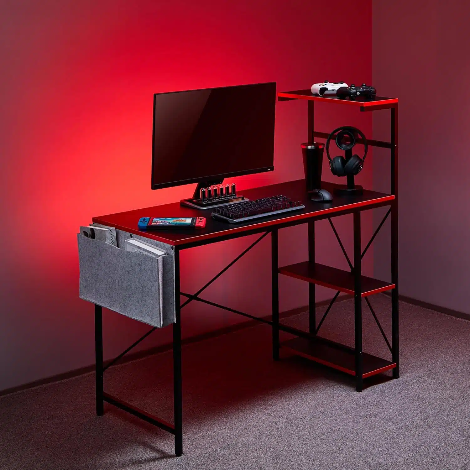 All in One Computer Workstation With Additional Storage Shelves
